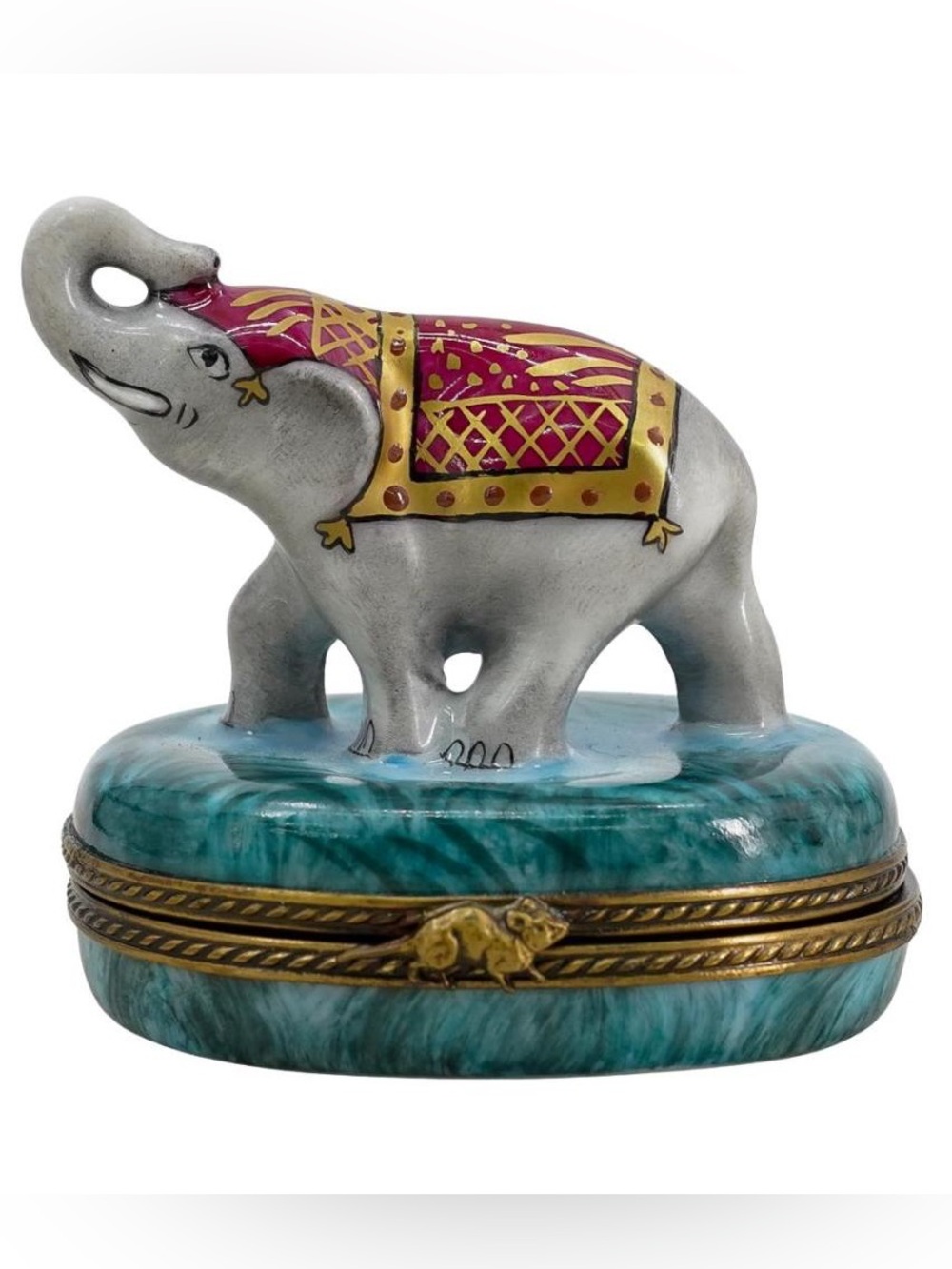 Limoges "Elephant" Hand painted Trinket Box